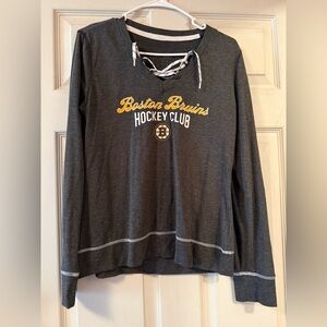 Adidas Gray Long Sleeve Tee with Boston Bruins Logo